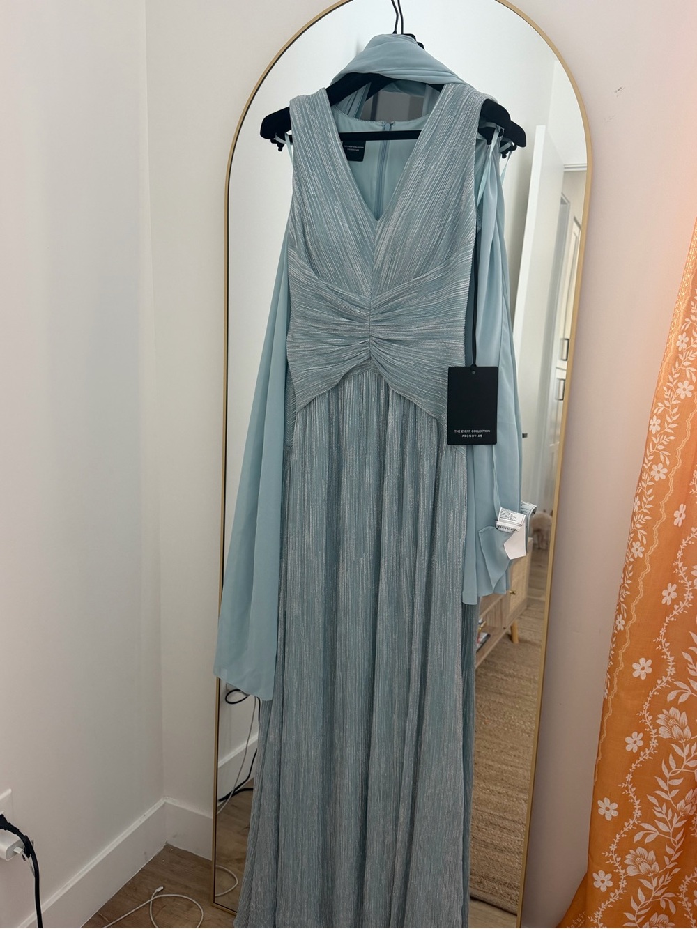 Brand new with tags – never worn Pronovias Pale Blue V-Neck Pleated Maxi Dress